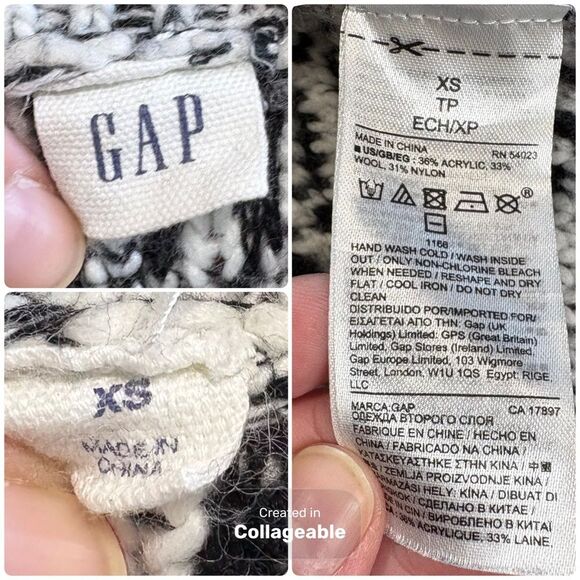 Gap Cozy Black and White Women's Cardigan Sweater Southwestern Fringe - Picture 4 of 4